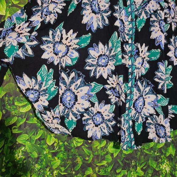 Free People Good Vibrations Blouse S Floral Oversized Boho Button Down Top - Picture 5 of 12